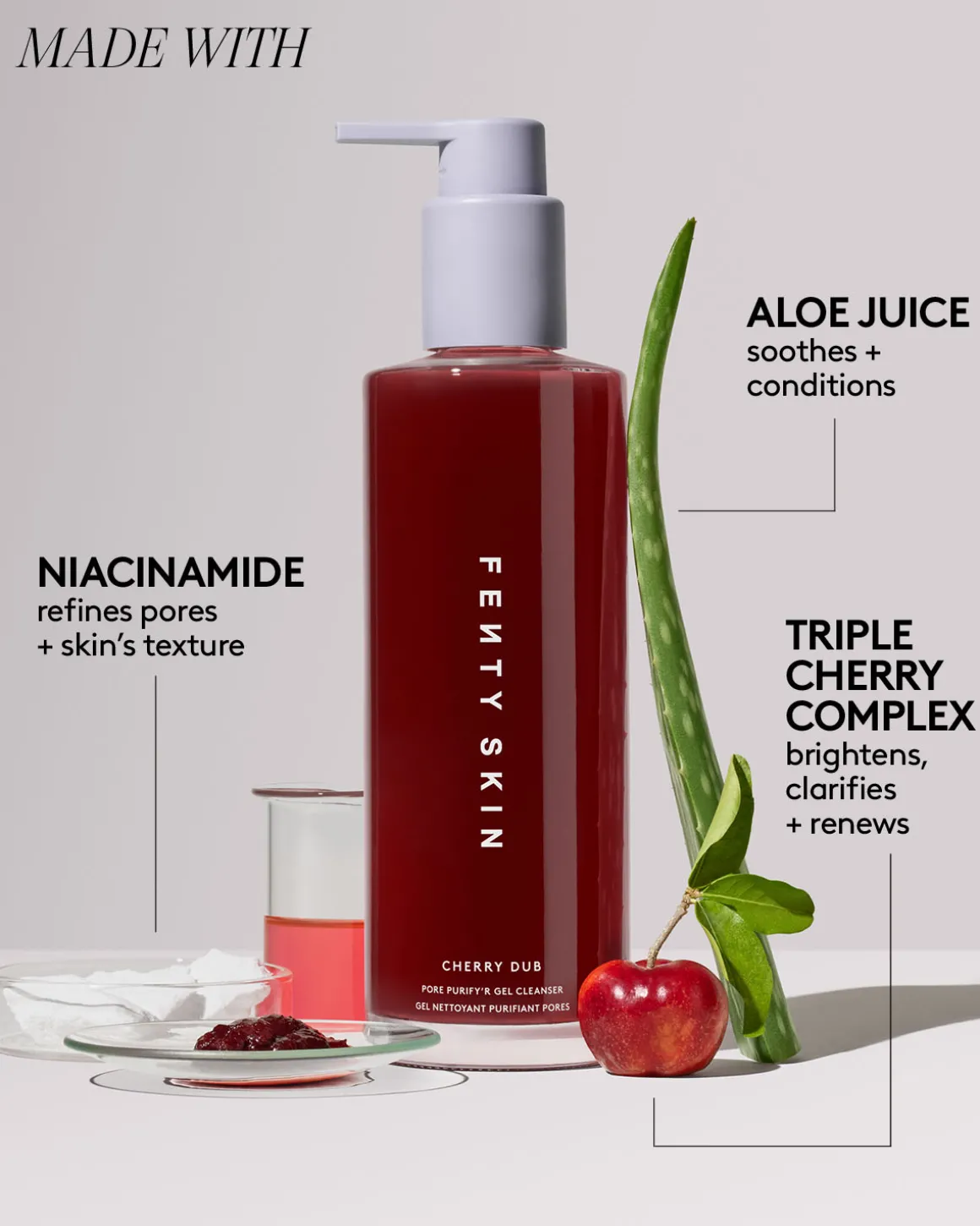 Cherry Dub Pore Purify'r Gel Cleanser with Niacinamide + Aloe Juice
