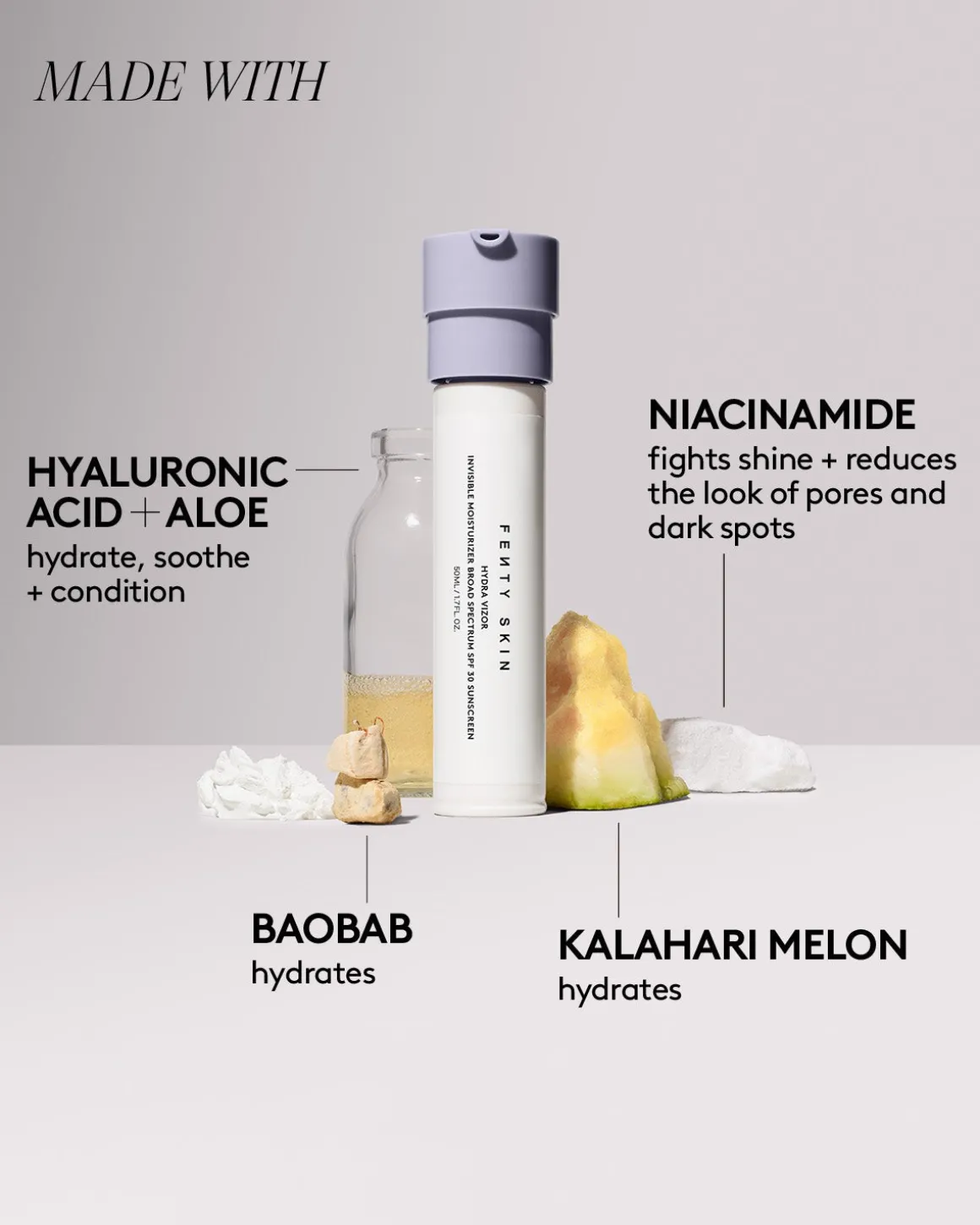 Hydra Vizor Invisible Moisturizer Broad Spectrum SPF 30 Sunscreen with Niacinamide + Kalahari Melon